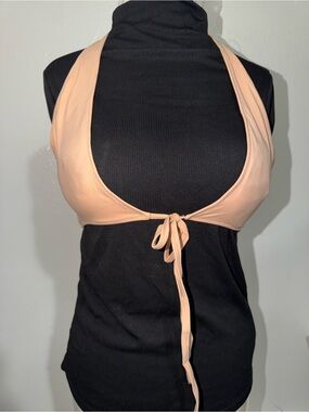 Zaful Peach Halter Tie-Front Bralette